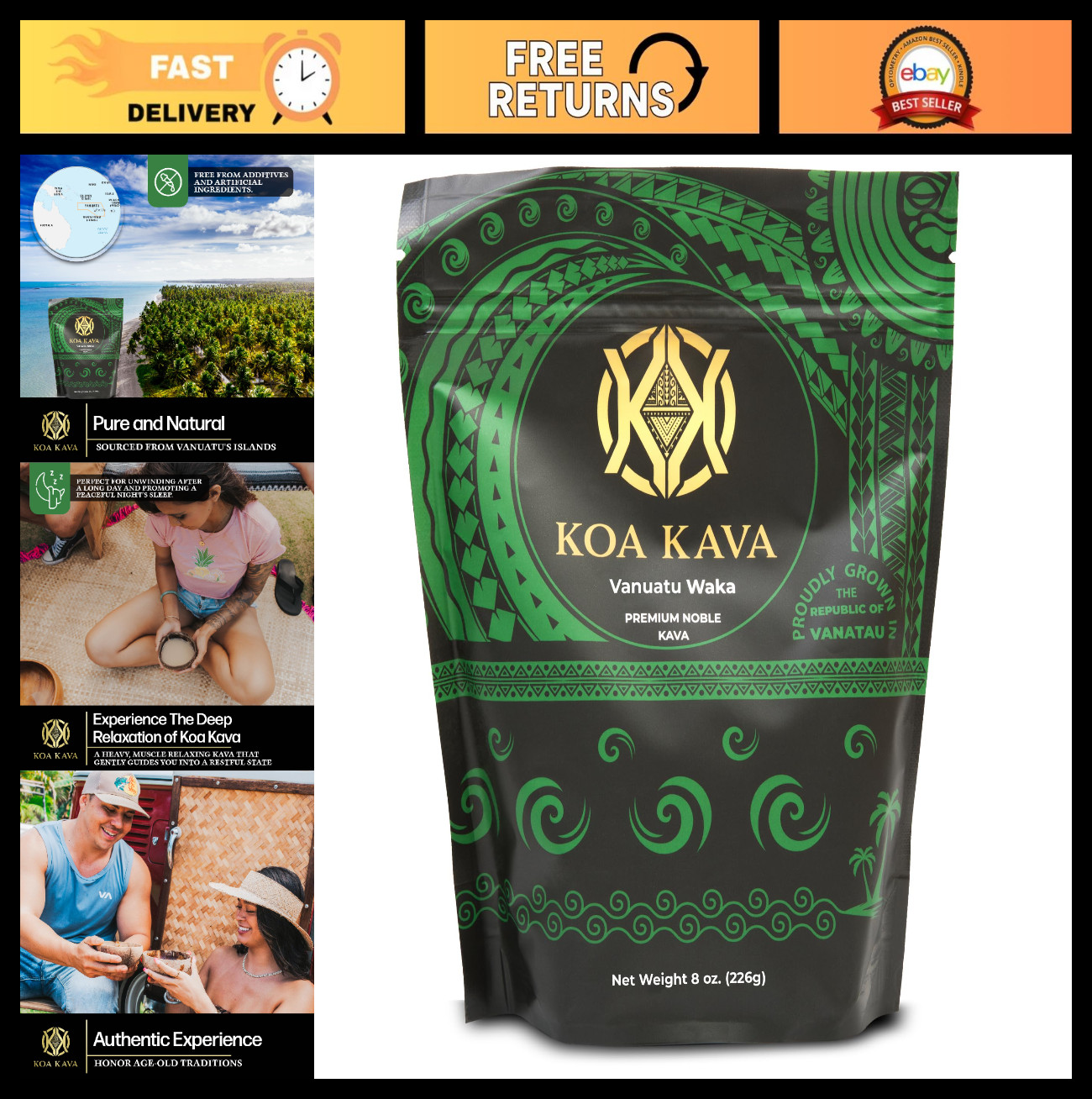 Premium Vanuatu Kava Powder – 8 oz, Natural Relaxation & Stress Relief Supplemen