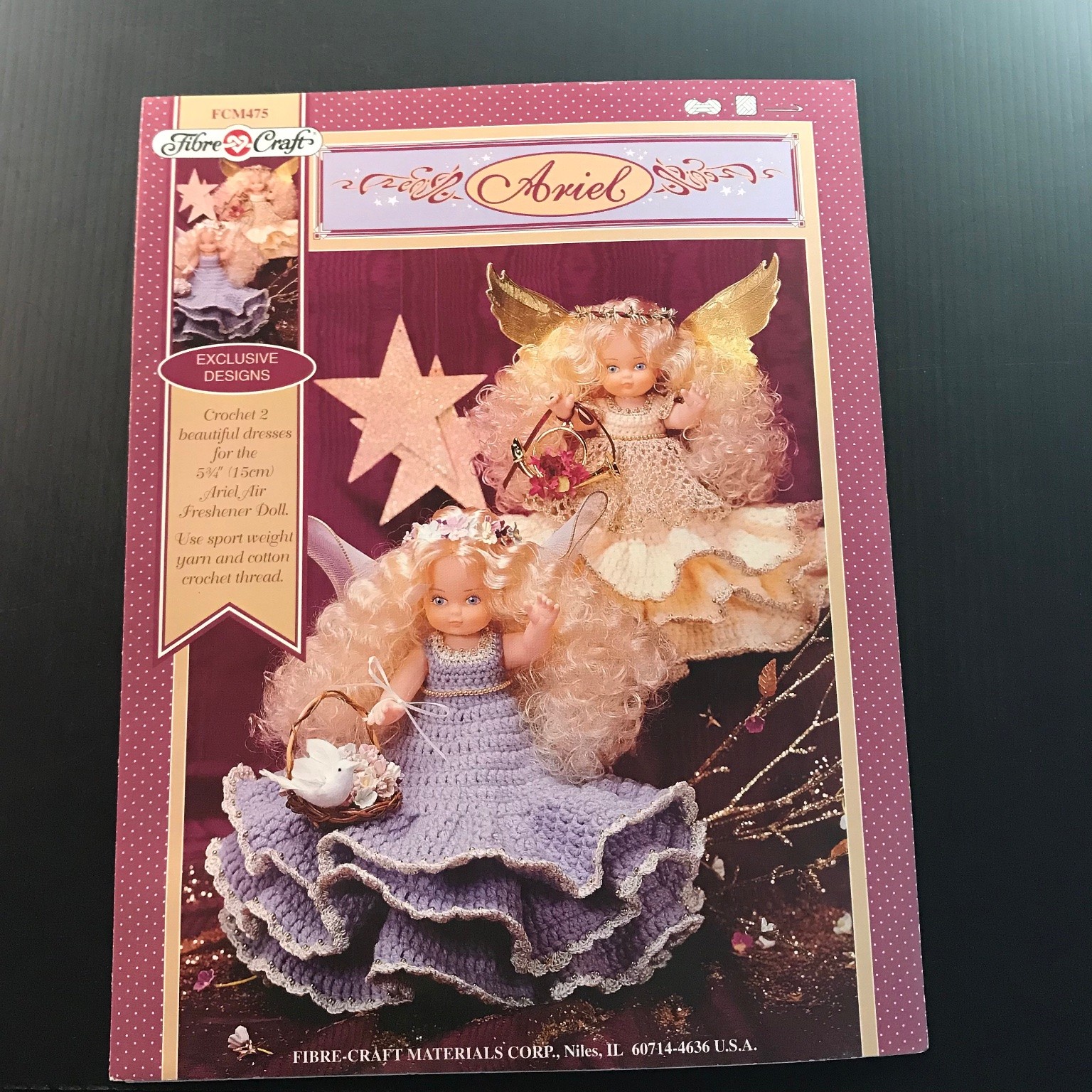 Ariel Fibre-Craft FCM475 Crochet Pattern Booklet 1996 Doll Dresses Fairy Angel