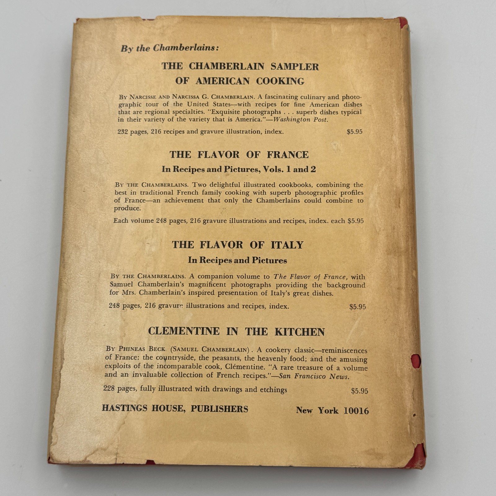 The Flavor of France in Recipes and Pictures by the Chamberlains HCDJ 5th Print