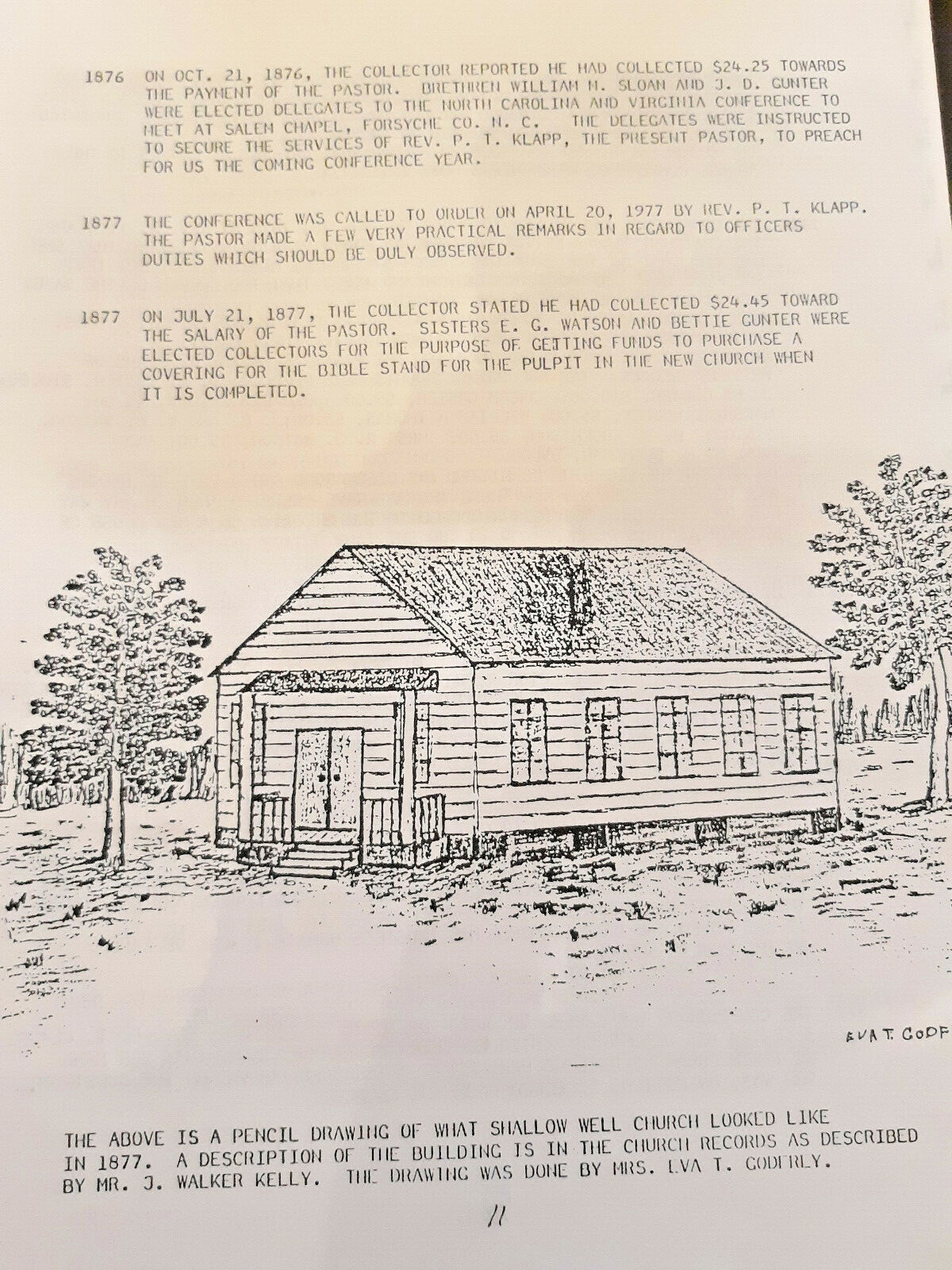 History Of Shallow Well United Church Of Christ, Sanford, North Carolina, Rare