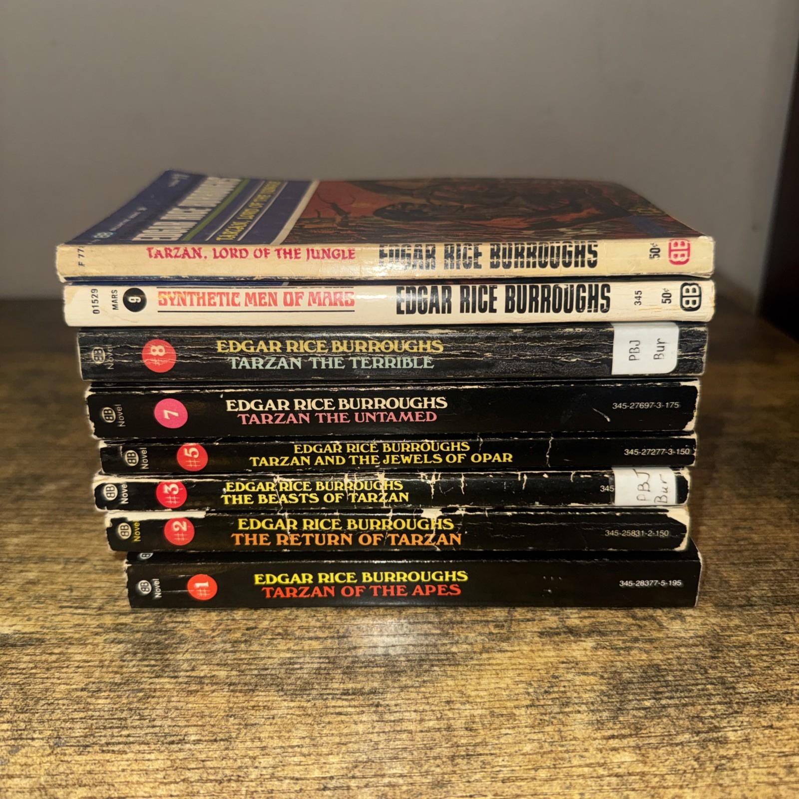 Edgar Rice Burroughs lot of 8 Vintage Tarzan & Martian Paperback Books