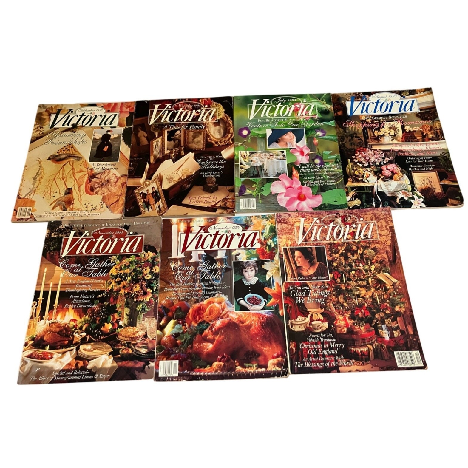 VICTORIA MAGAZINE Lot of (7) 1990 1991 1993 1994 ROMANTIC Christmas THANKSGIVING