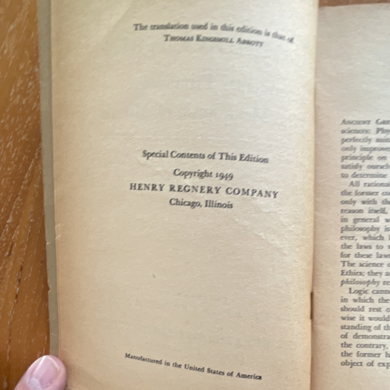Henry Regnery Co Immanuel Kant Fundamental Principles Metaphysic 1949 Vintage P…