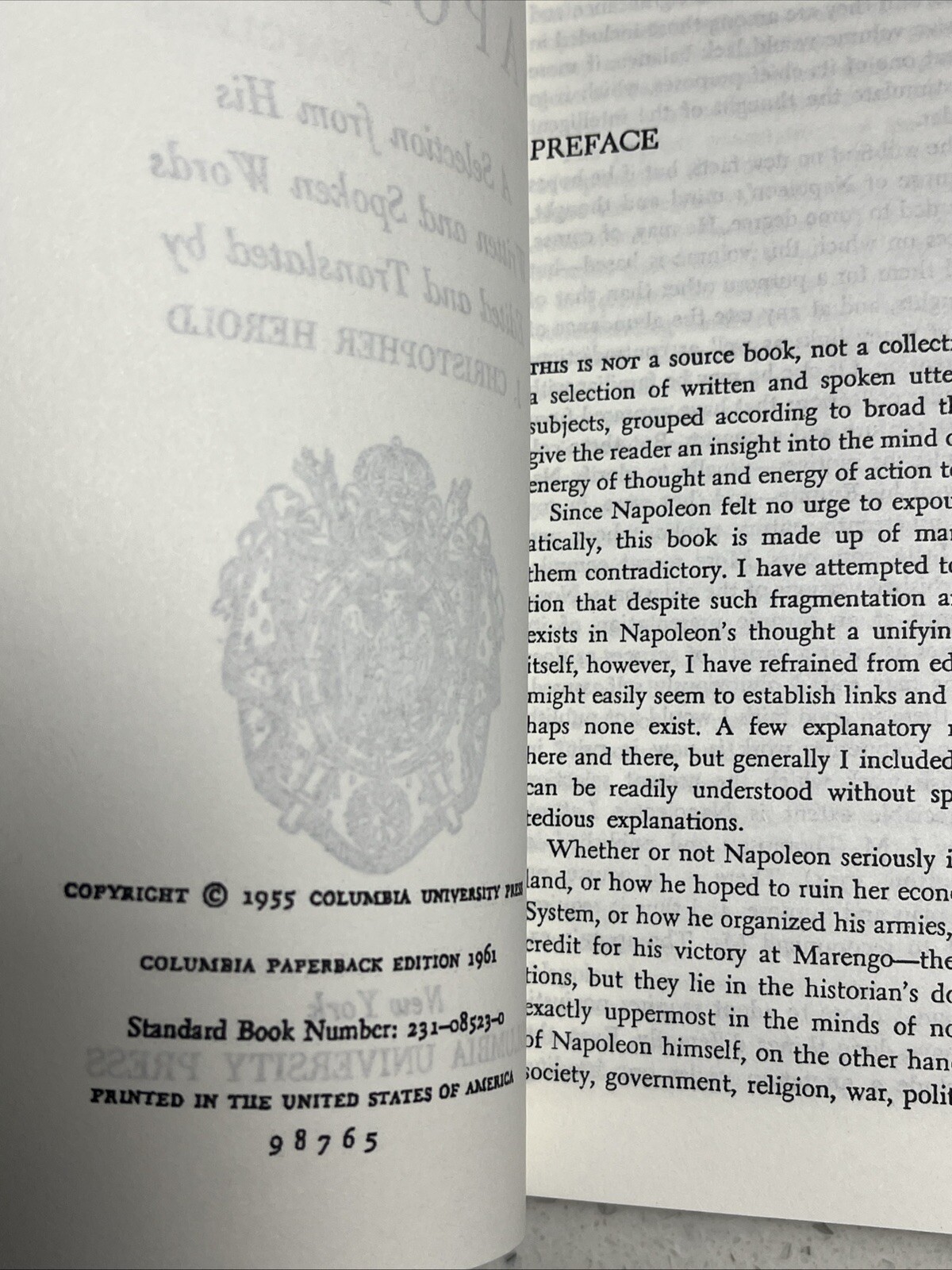 Mind of Napoleon: A Selection of His Written and Spoken Words REPRINT New