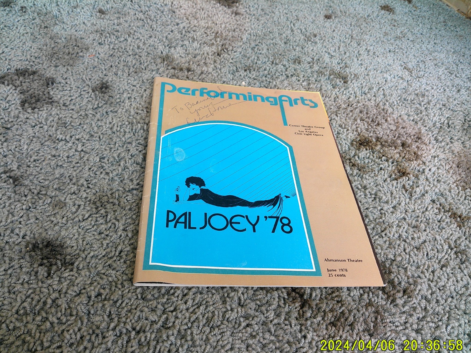 PERFORMING ARTS. June 1978. PAL JOEY ’78. INSCRIBED by Lena Horne