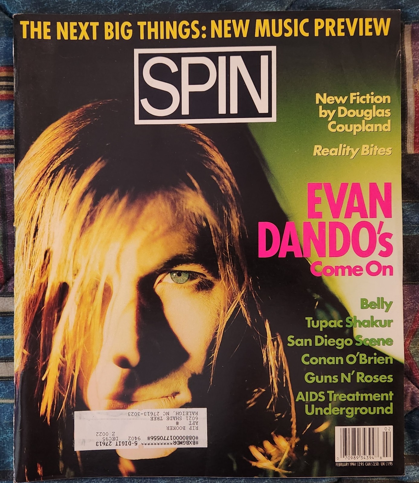 Spin Magazine February 1994 featuring Evan Dando cover and article VG+ condition