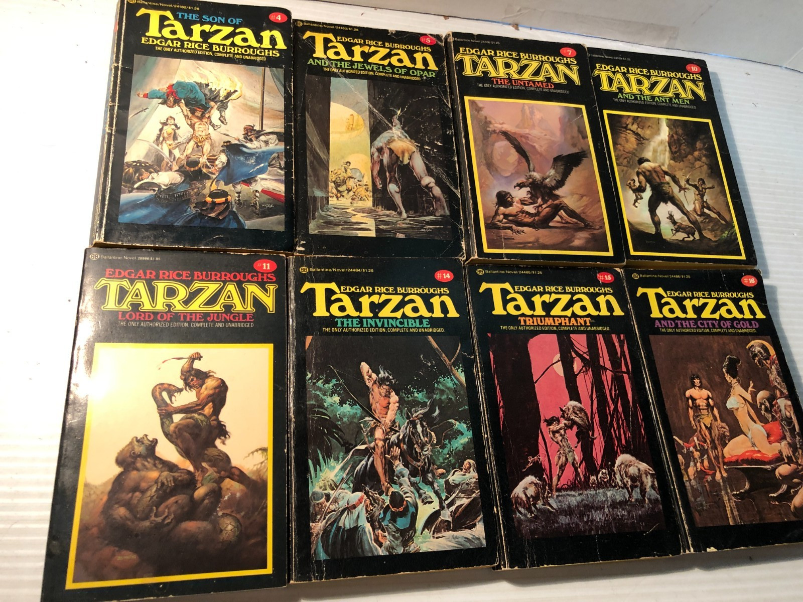 b Edgar Rice Burroughs TARZAN Series lot of 8 Ballantine Black Spines 1970’s