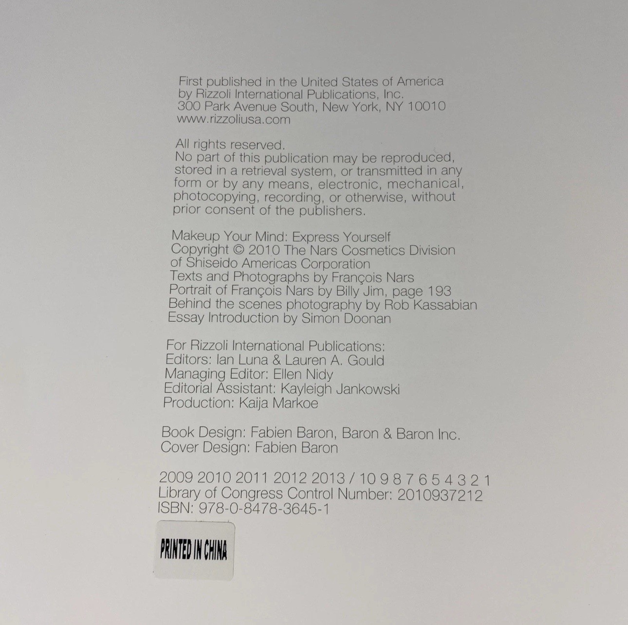 Makeup Your Mind: Express Yourself by Francois Nars (2011 Hardcover) -Very Good