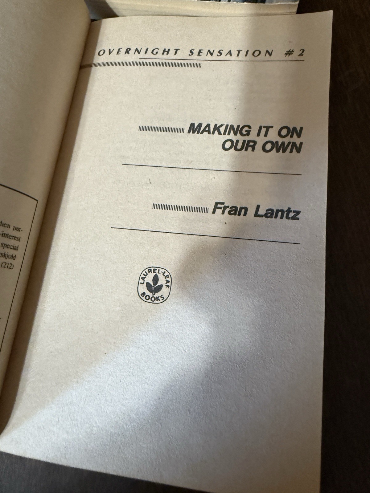 Overnight Sensation #1 Can’t Stop Us Now & #2 Making It On Our Own Fran Lantz PB