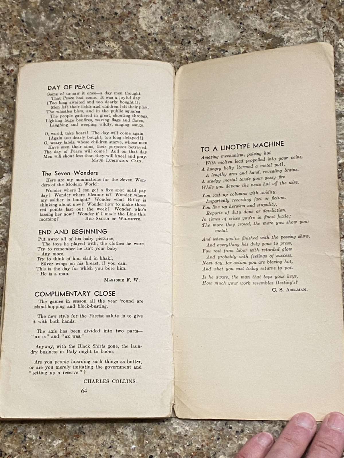 Vintage WWII Era CHICAGO TRIBUNE 1943 1944 LINE BOOK Quotes Wit Poetry Ephemera