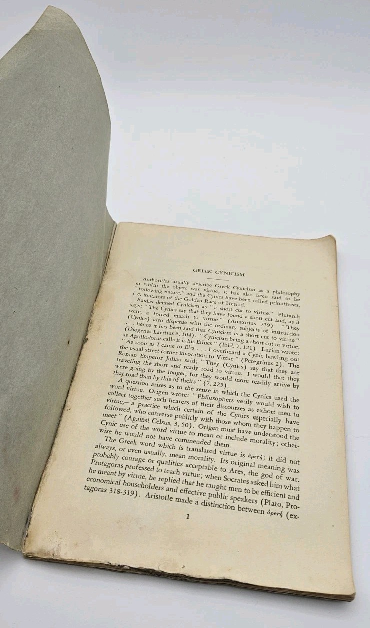 1948 Greek Cynicism and Sources of Cynicism Farrand Sayre J.H. Furst Scarce…