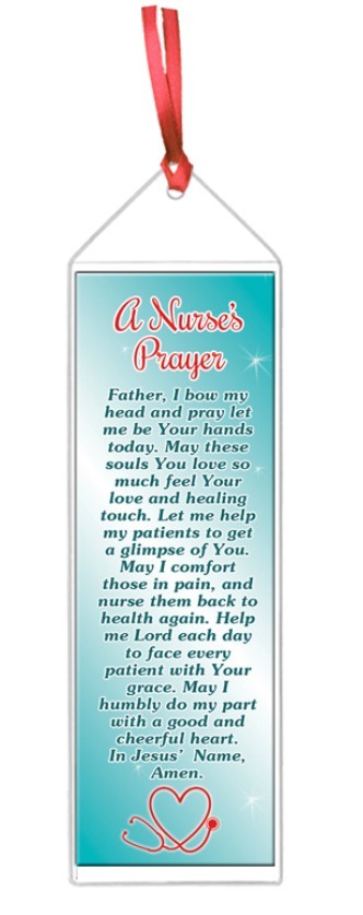 Nurse’s Prayer Ribbon Bookmark 2″x7″ Vinyl Sleeve PHOTO PAPER