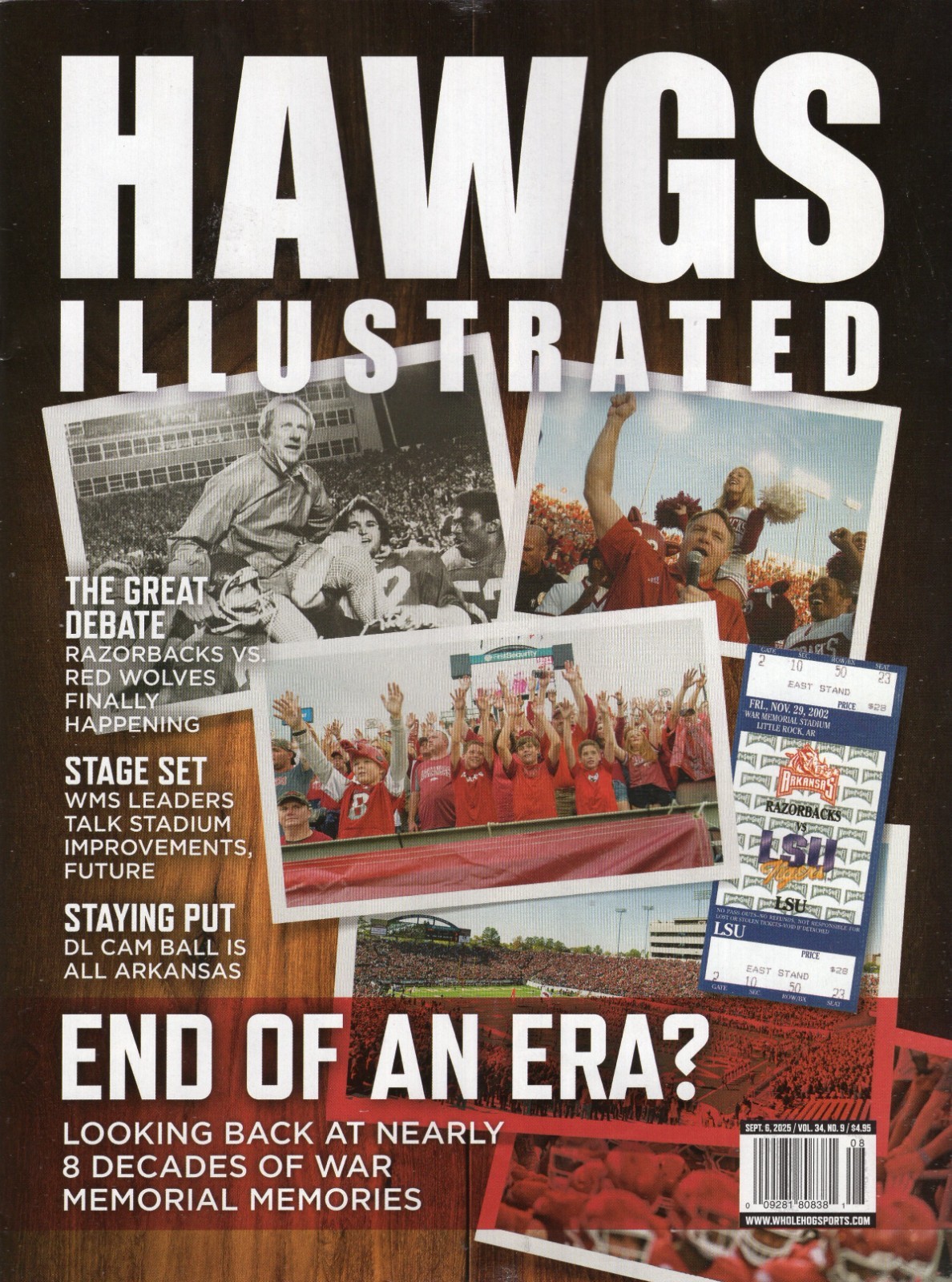 Hawgs Illustrated Magazine Arkansas Razorbacks Football 9/6/2025 War Memorial