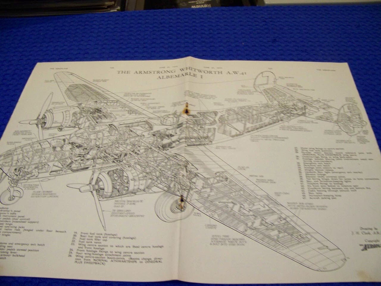 1944 A.W. ALBEMARLE A.W.41…2-PAGE CUTAWAY/DETAILS/LEGEND/STRUCTURE (984JJ)