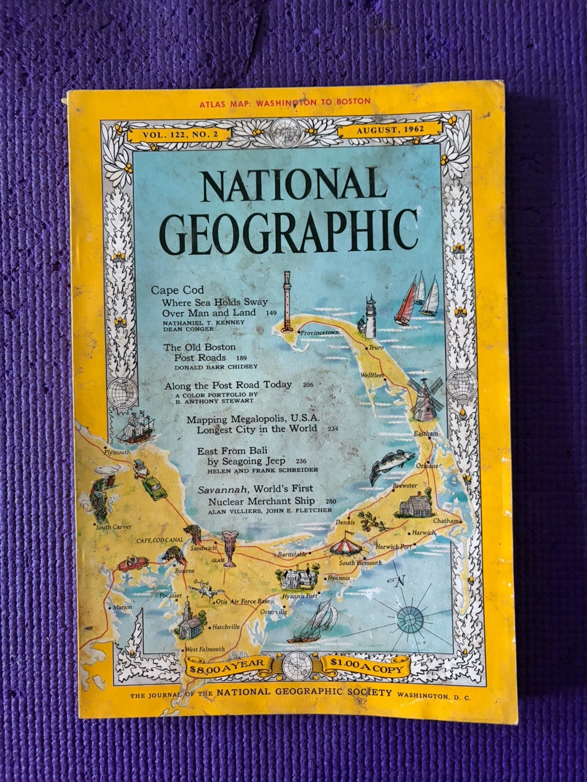 Lot Of (6) National Geographic Magazines dated 1962