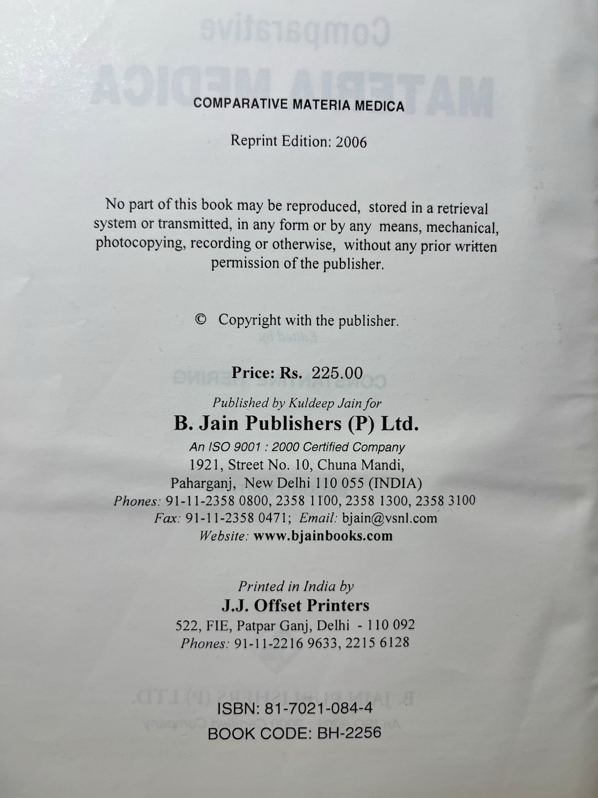 Dr. H. Gross’ Comparative Materia Medica 2006 Hardback VG B6