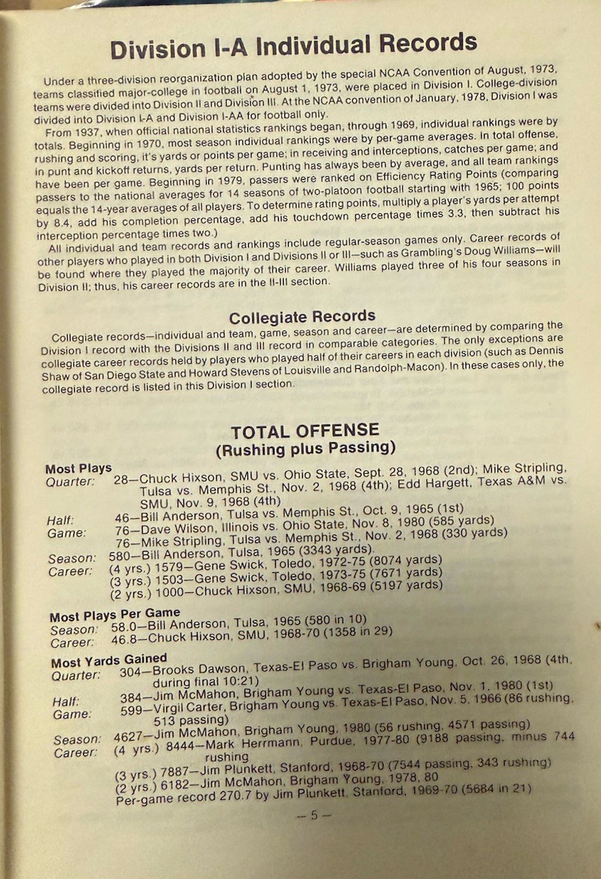 1981 NCAA Football Records Bk, a vtg collegiate publication; stats & highlights
