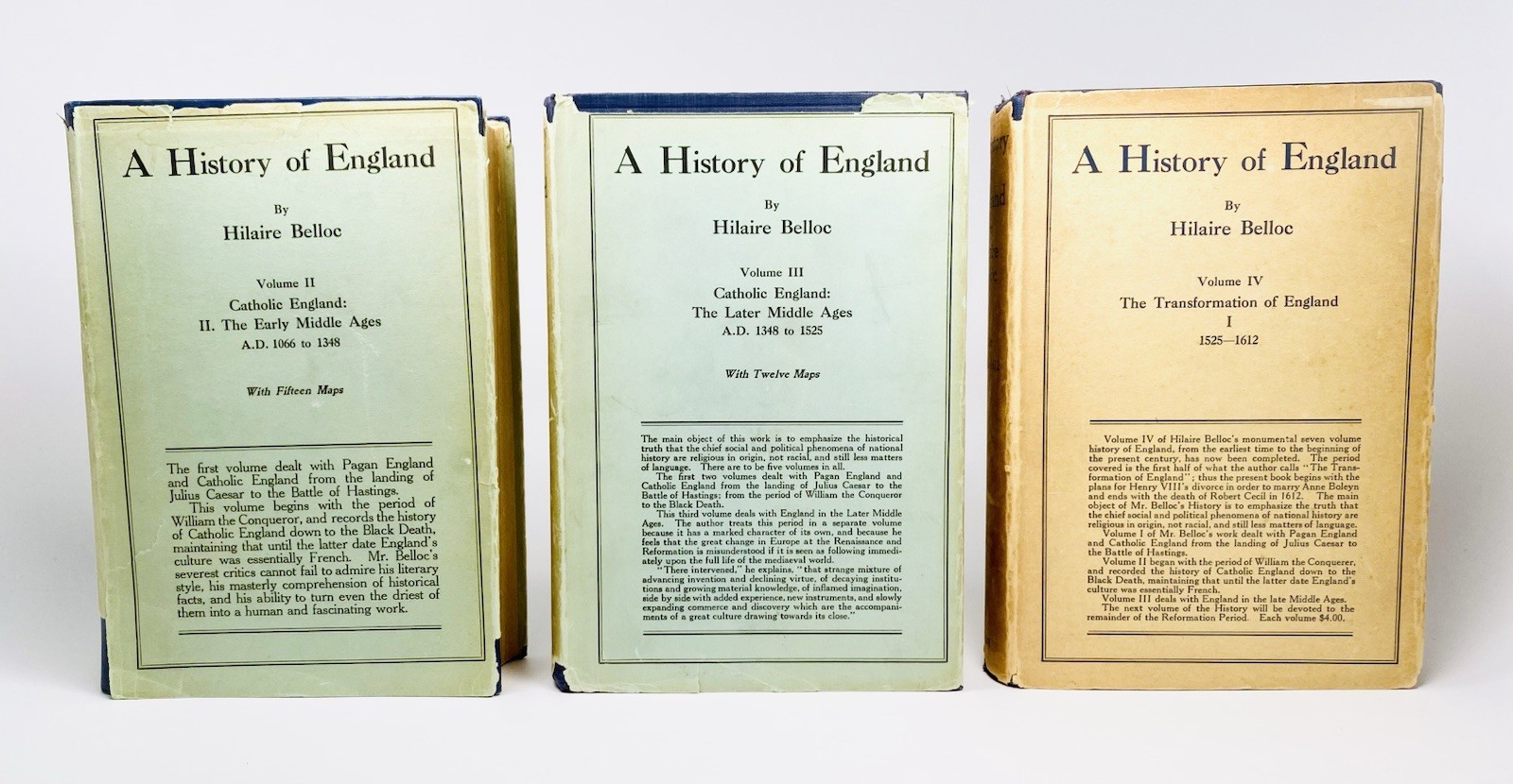 Hilaire BELLOC, A HISTORY of ENGLAND, 1ST ED., 1927-1932, HC, DUST JACKETS