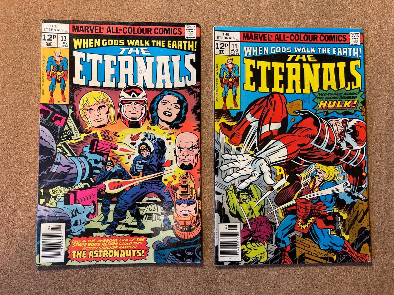 The Eternals #13 FN/VFN & 14 FN+ 1976 Jack Kirby, Marvel Bronze Age