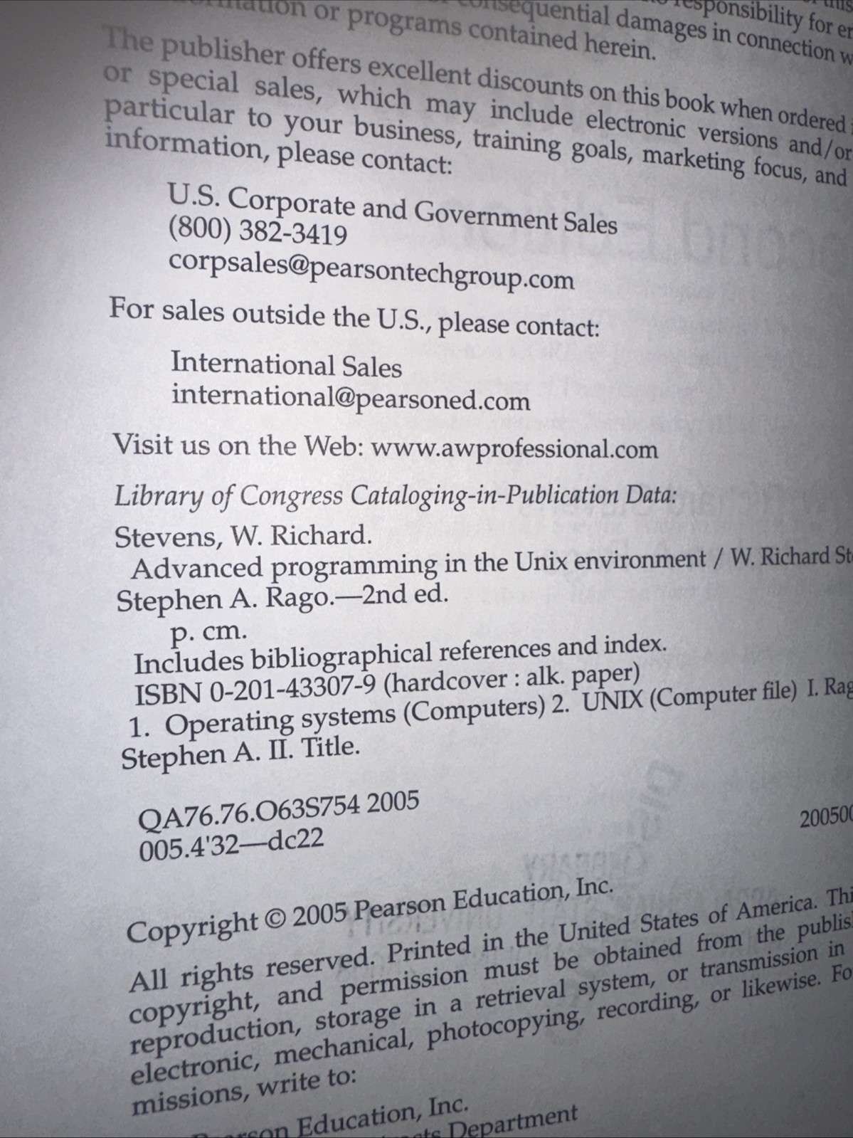Advanced Programming In the Unix Environment by W Richard Stevens