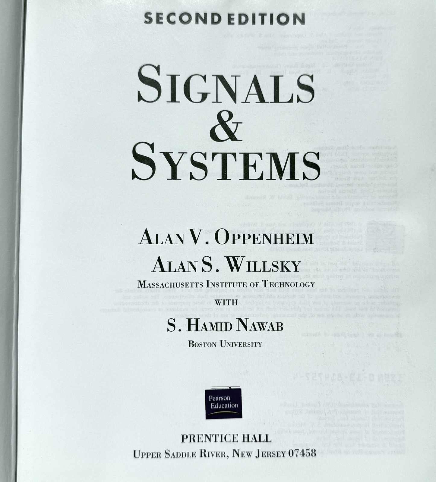 Signals and Systems Alan Oppenheim 2nd Edition 1997 8th Print US Hardcover