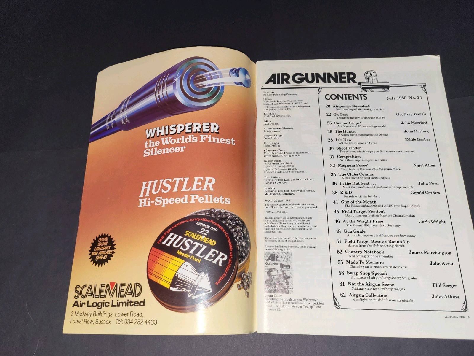 1986 Vintage Air Gunner Gun Magazine Centerfold Poster Airgun Brittish European