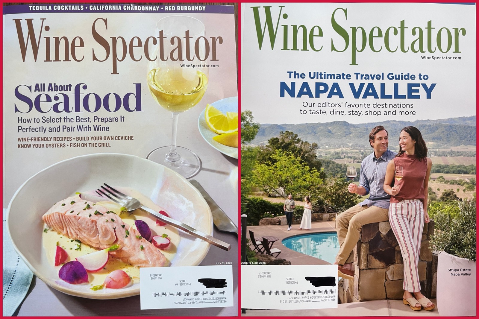 Lot of 2 New Issues Wine Spectator Magazines June 15/30 2026 & July 2026