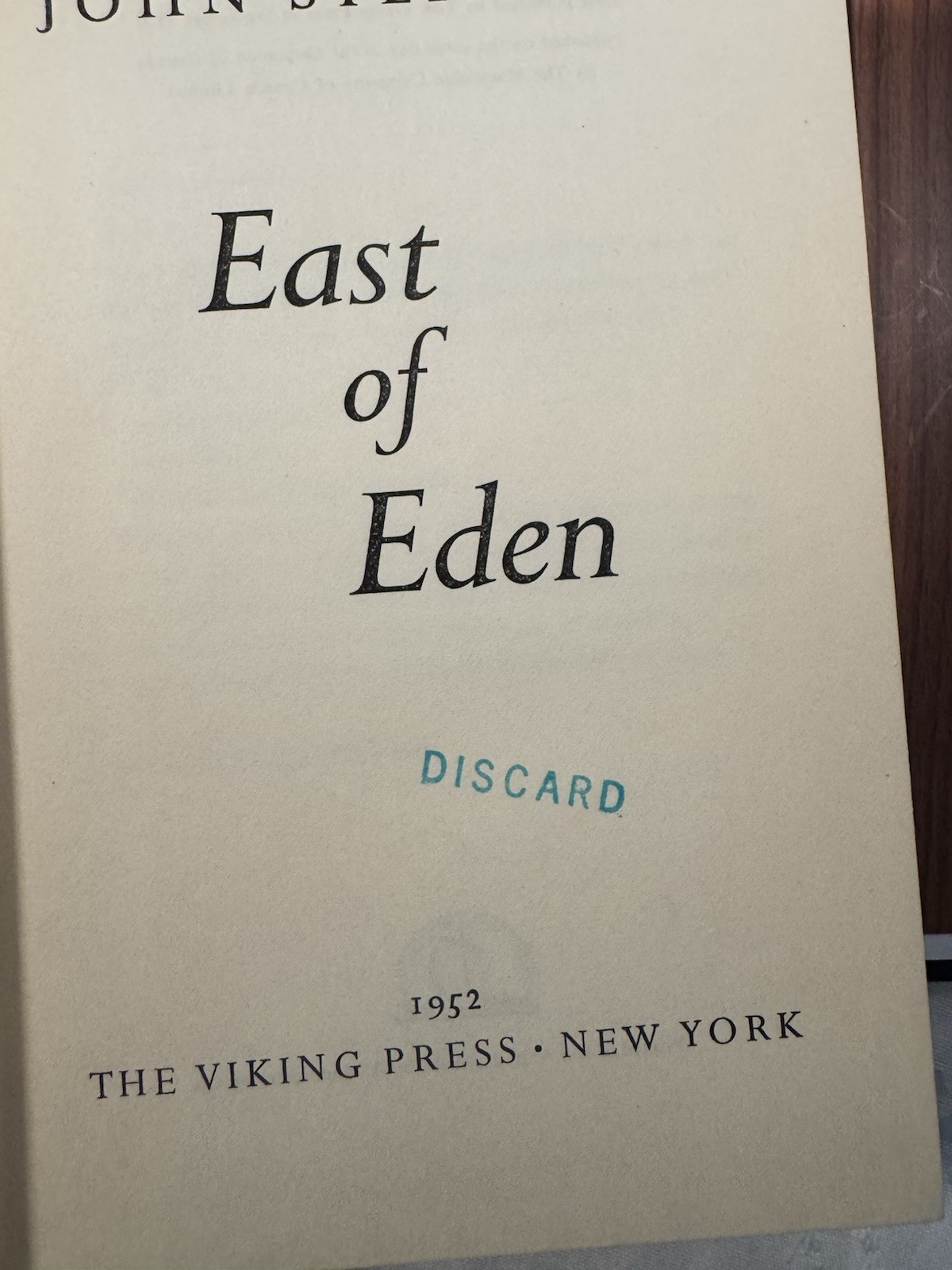 East of Eden Steinbeck 1952 First Trade Edition Viking Hardcover Bite Error