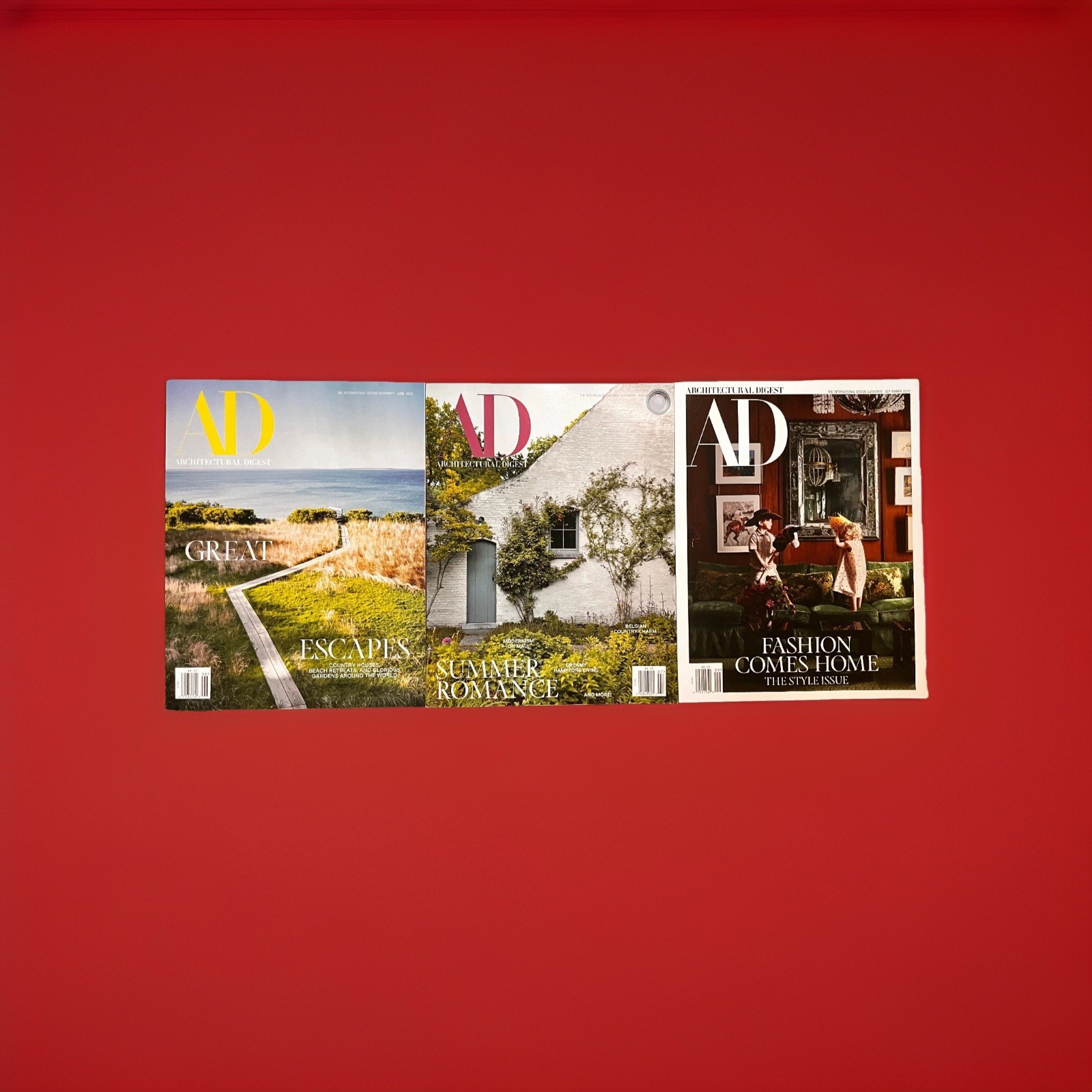 Lot of 3 New Architectural Digest Magazines June, July/Aug, Sept. 2025