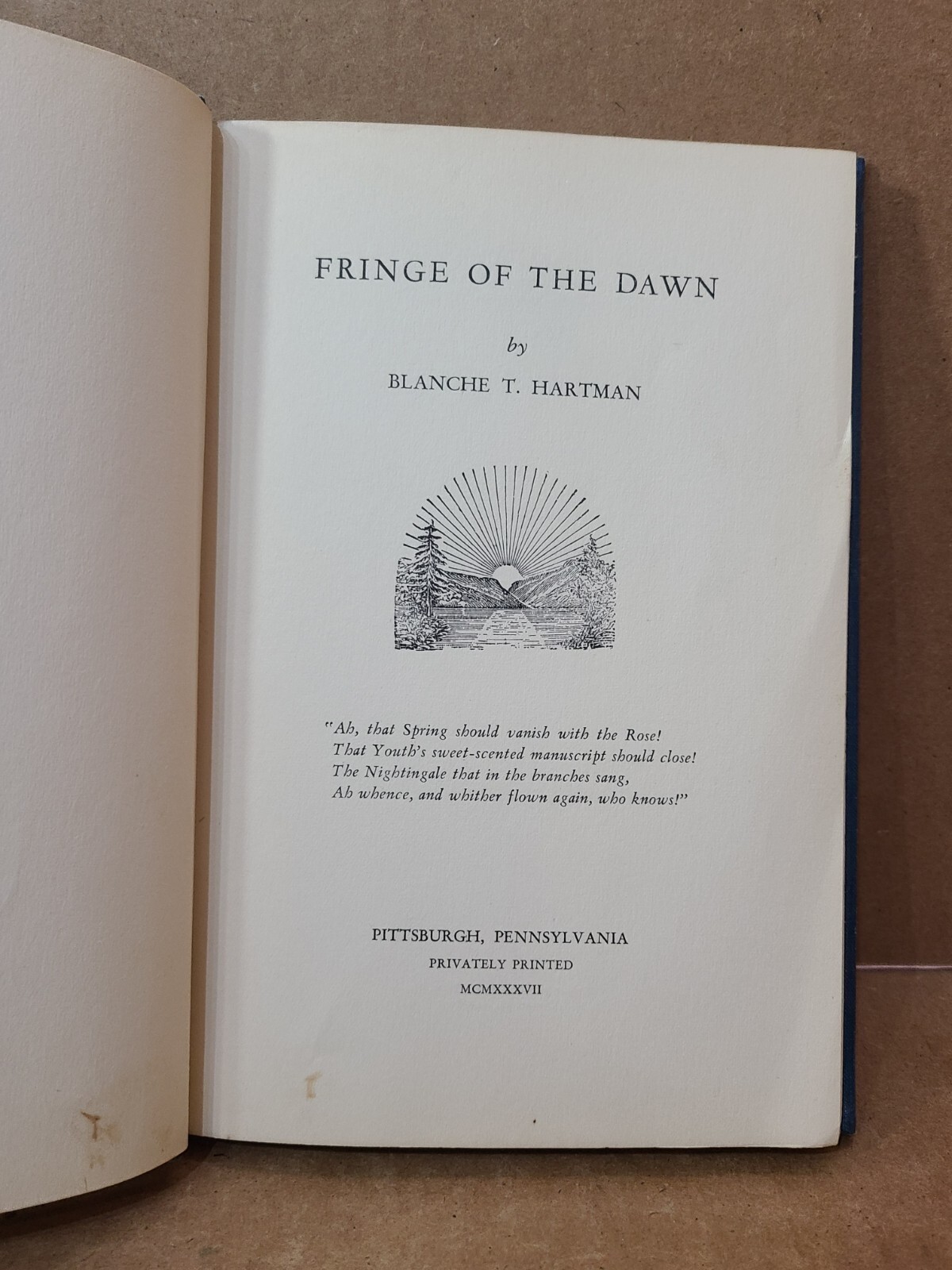 Fringe Of The Dawn Blanche Hartman Limited Edition & Signed Book 1937 (B2)