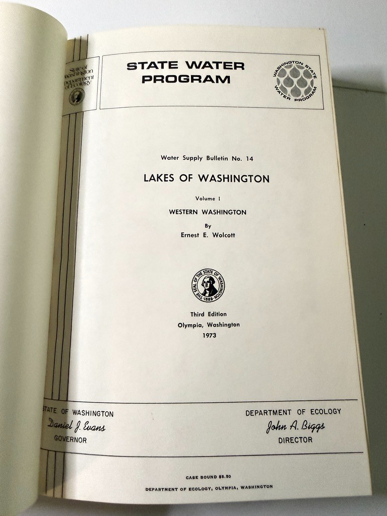 Lakes Of Washington Vol 1 Western Washington 1973 3rd Edition, Hardcover