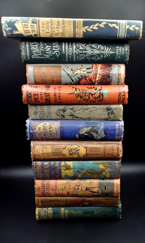 10 Antique Adventure Books Lot Tom Swift Horatio Alger Fenn WWI Navy 1890s-1920s