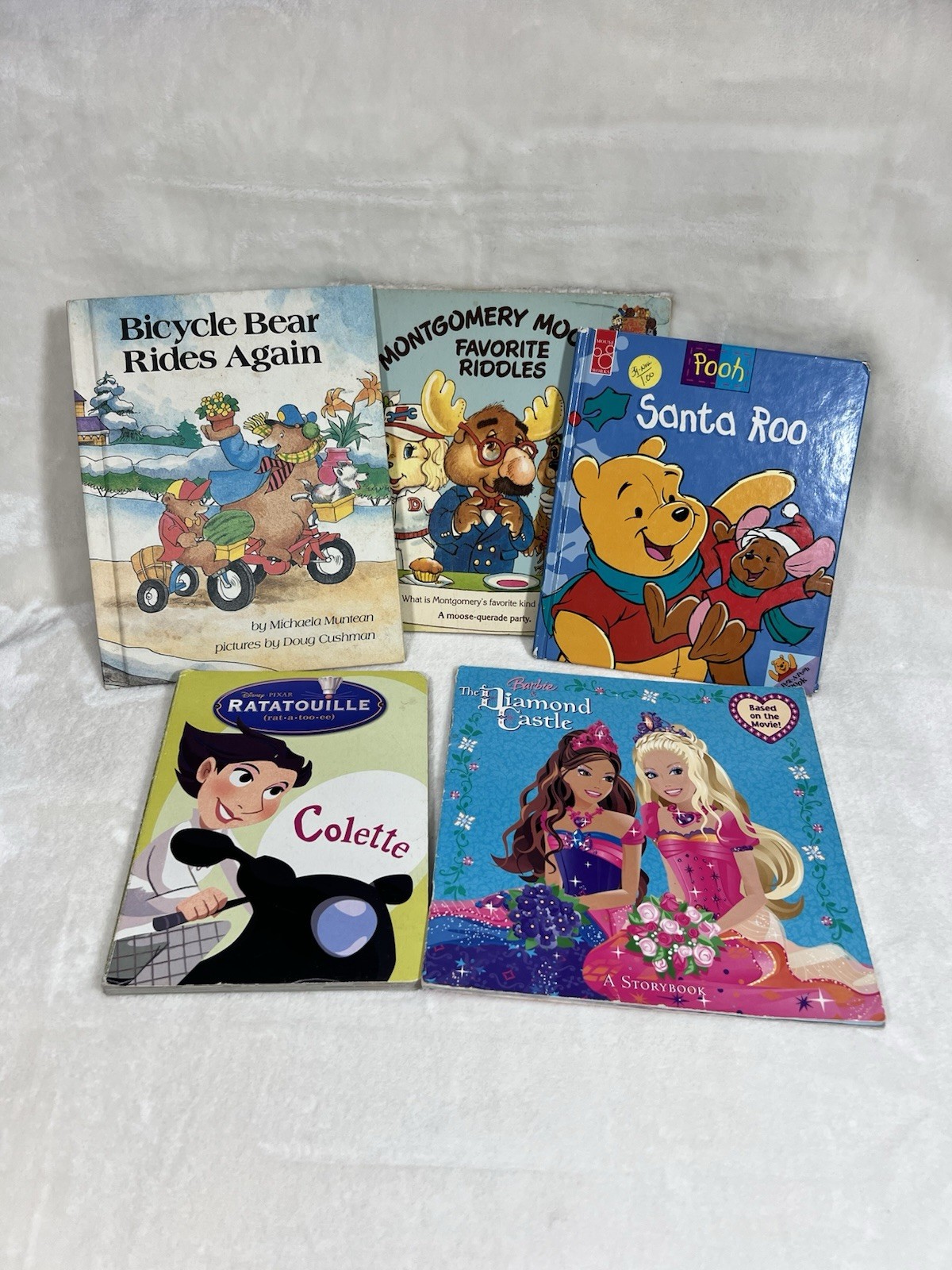 Lot Of 5 Vintage & 2000’s Children’s Story Books Ratatouille Barbie Pooh