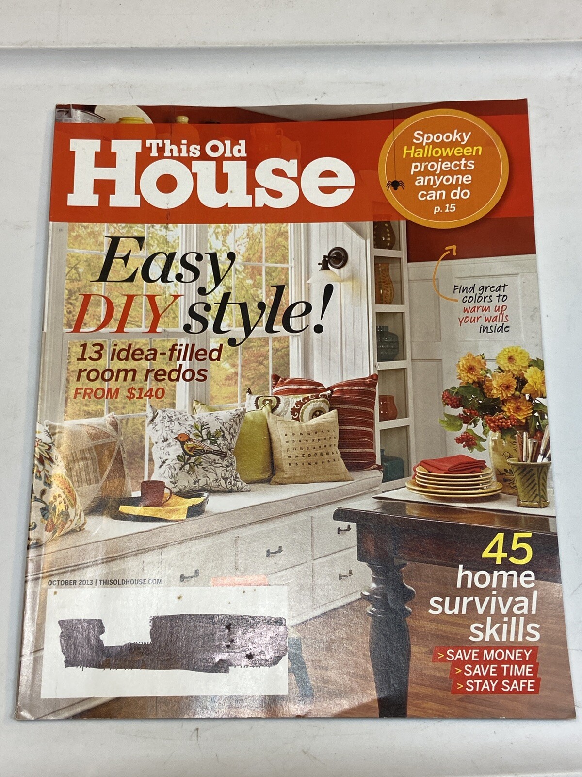 This Old House Magazine Oct 2013 DIY Style Home Survival Skill Halloween Project