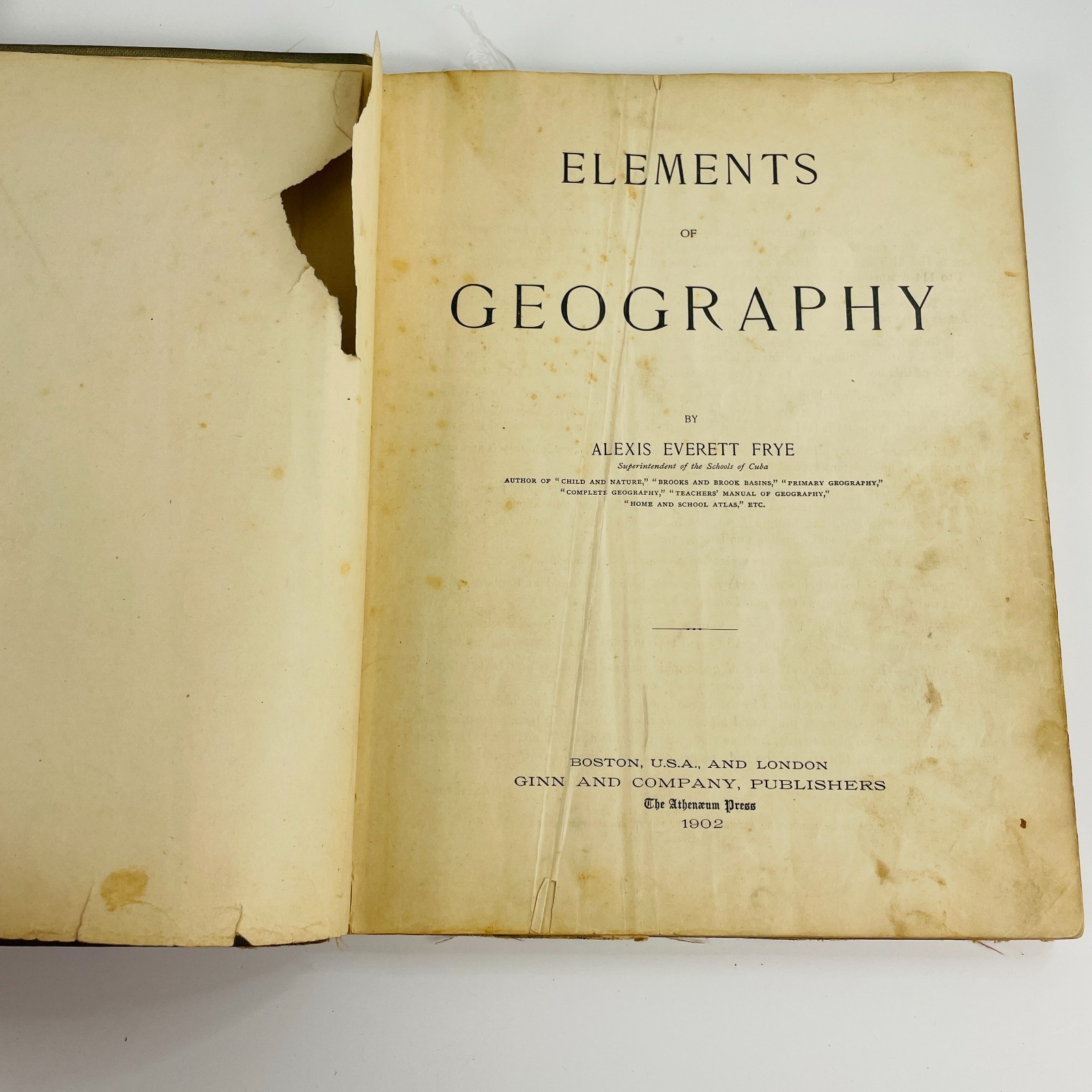 2 Antique Geography Textbooks Frye’s Complete 1895 & Elements 1902 Ginn & Co.