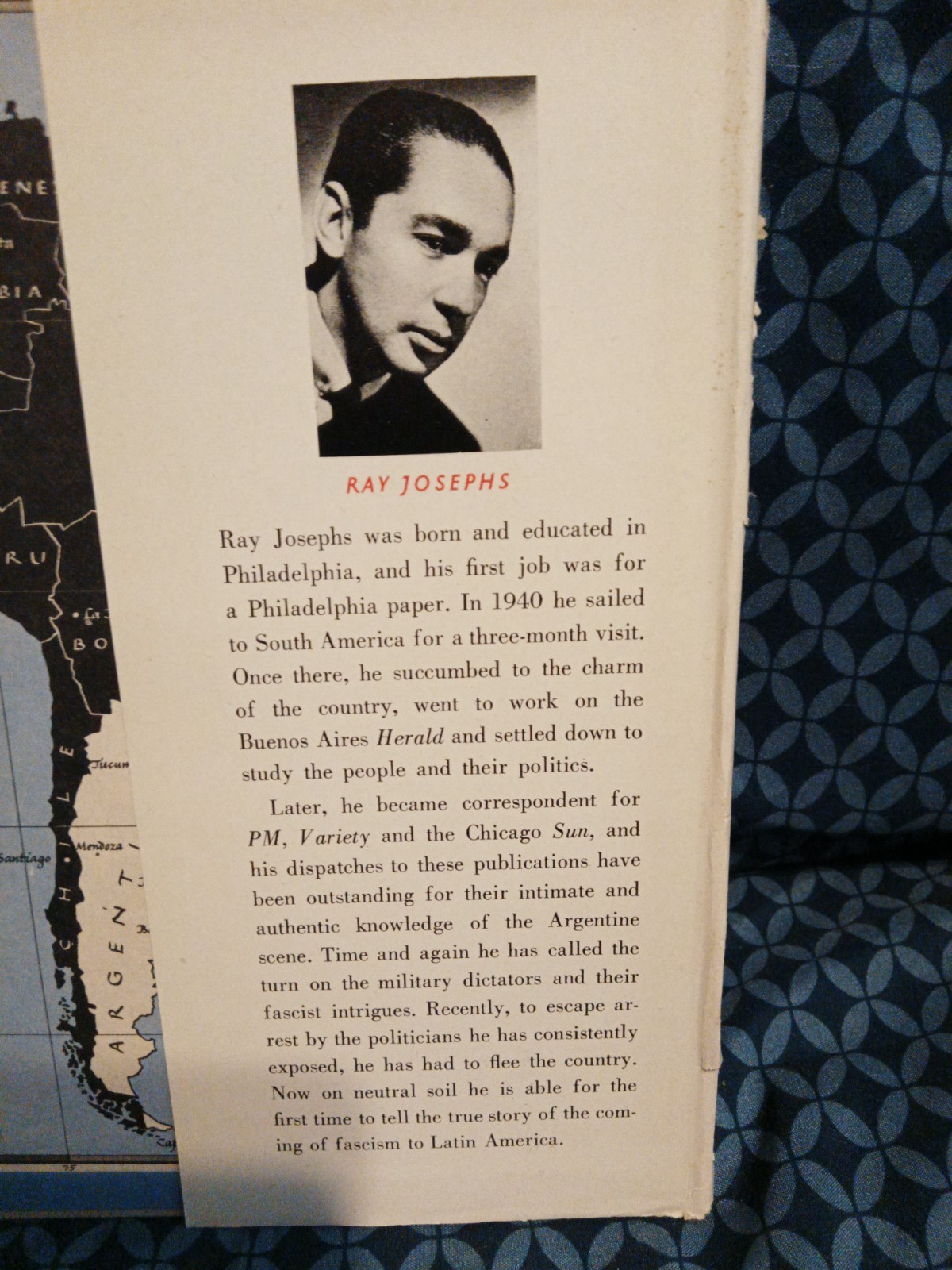 ARGENTINE DIARY by Ray Josephs, First Print 1944, Random House, HC, Dust Jacket
