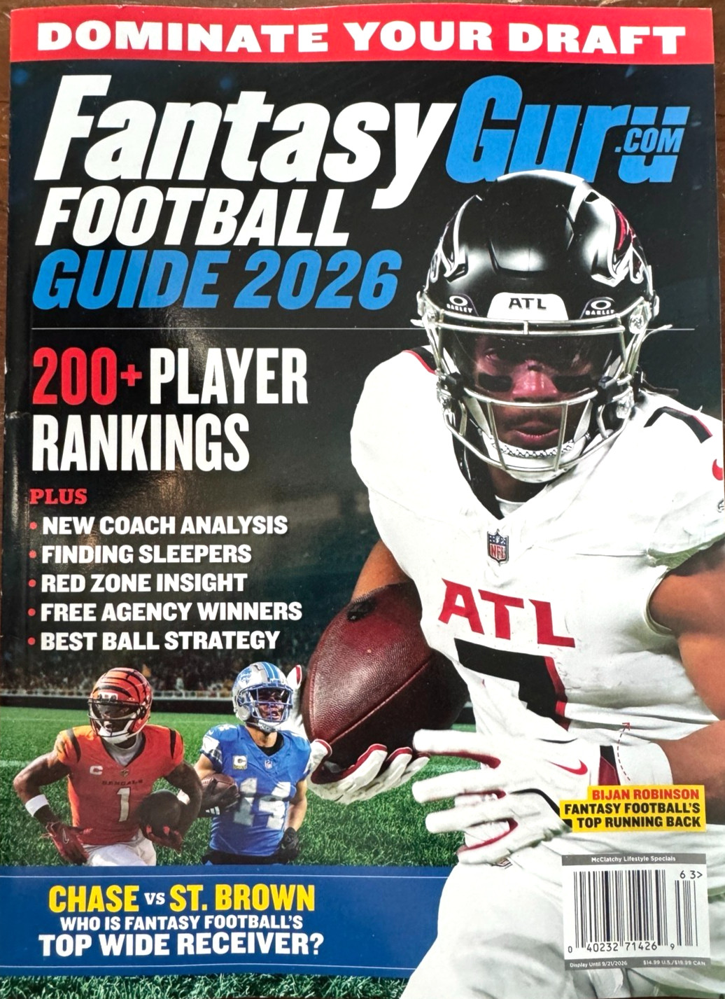 2026 Fantasy Guru Football Guide 200 + Player Rankings Dominate your Draft ! NEW