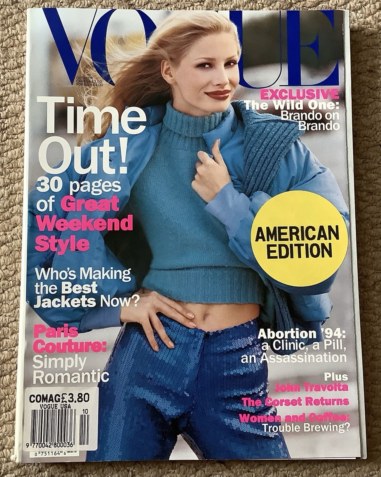 USA (American) VOGUE October 1994 Kirsty Hume Paris Couture Marlin Brando
