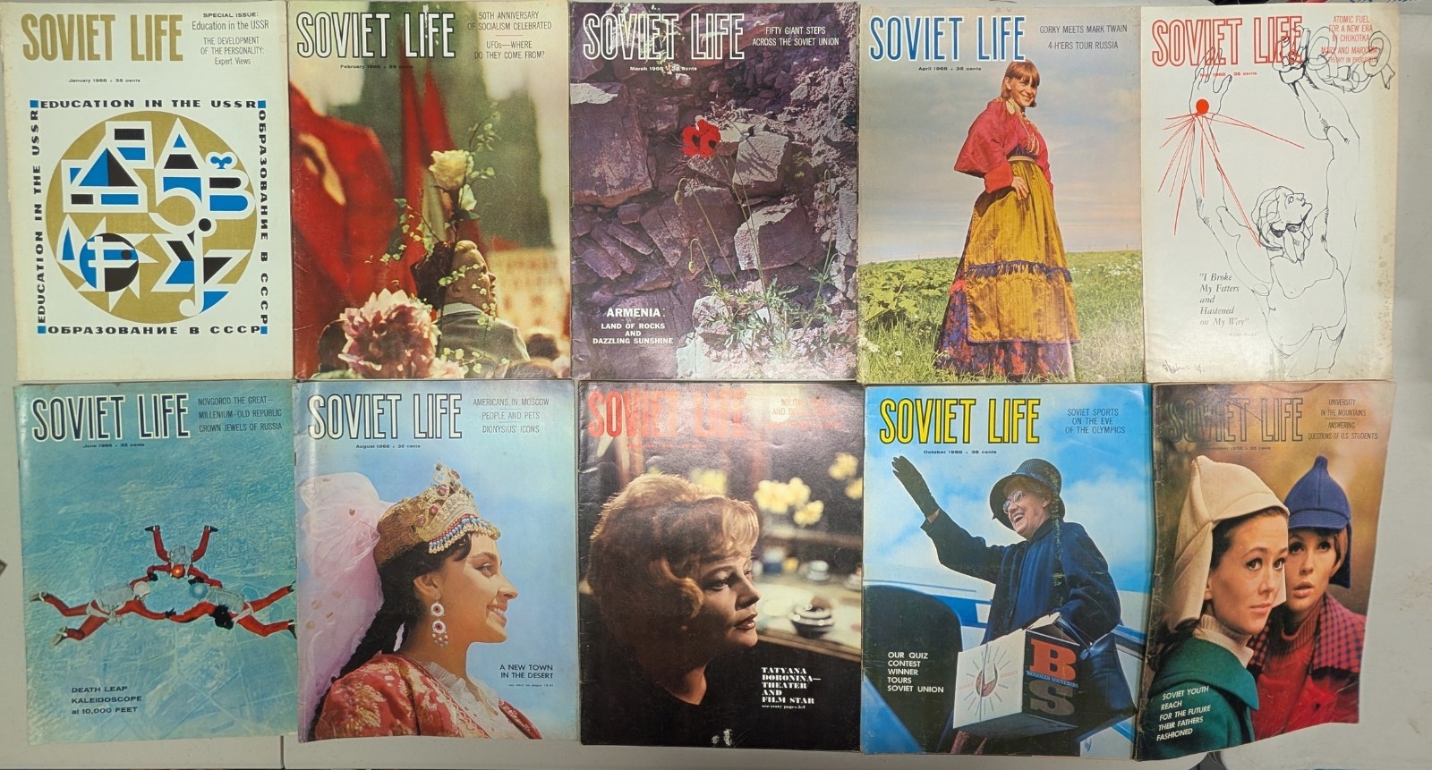 Lot 10 Soviet Life Magazines 1968 USSR English Cold War Propaganda History