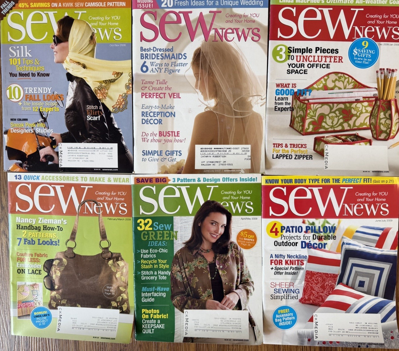 Sew News Magazine Collection 2007-2014 Lot of 34 Inc. 2007 Wedding Issue