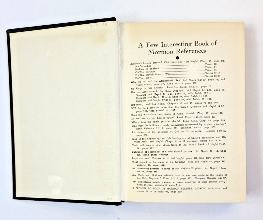 Vintage The Book of Mormon Joseph Smith Copyright 1920 Heber J Grant HC w/ Cards
