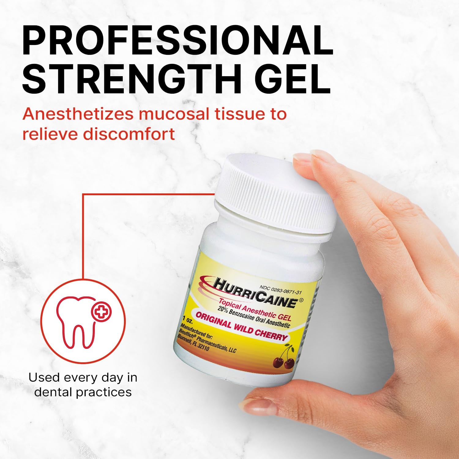 HurriCaine Topical Anesthetic Gel 1oz – Fast-Acting 20% 1 Fl Oz (Pack of 1)