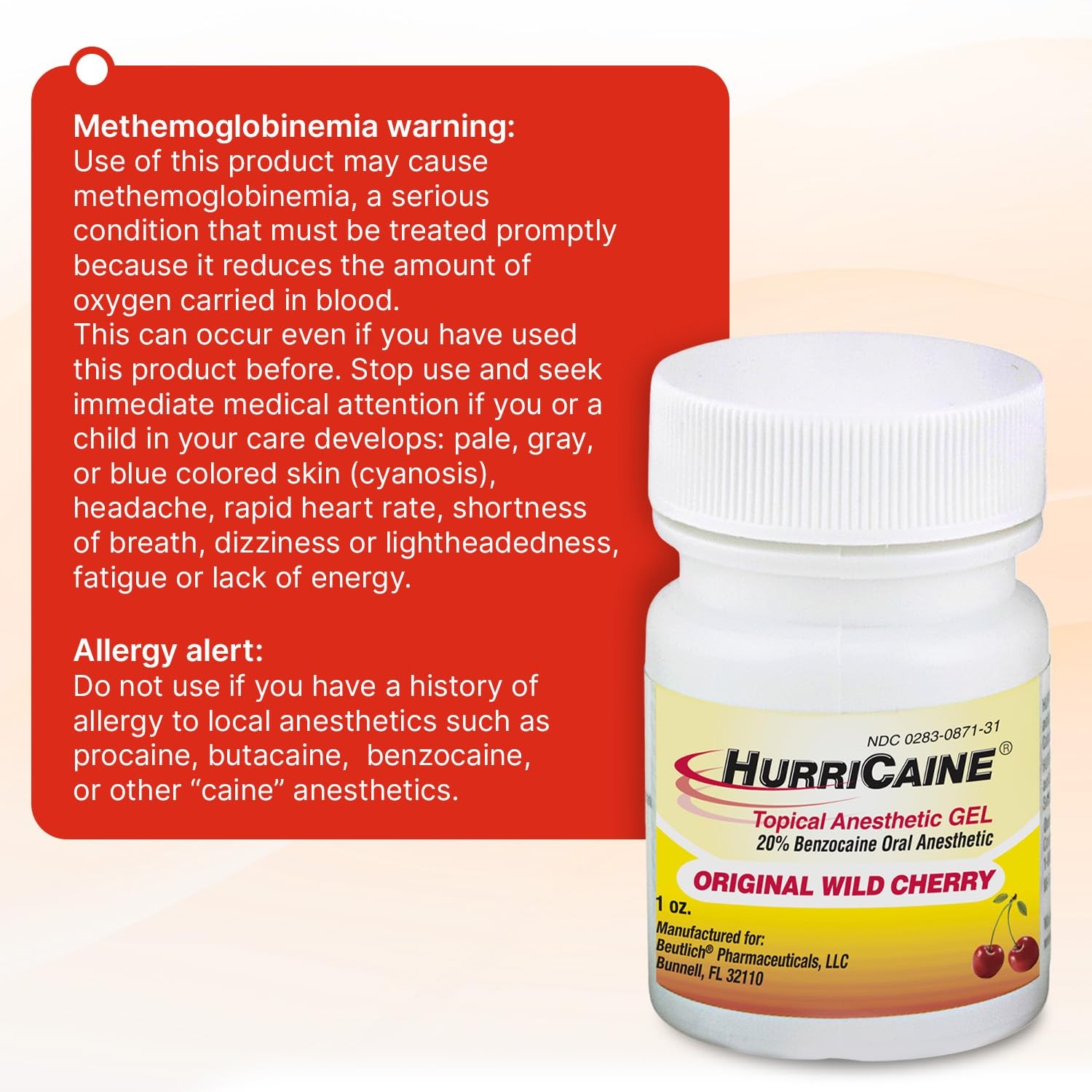 HurriCaine Topical Anesthetic Gel 1oz – Fast-Acting 20% 1 Fl Oz (Pack of 1)