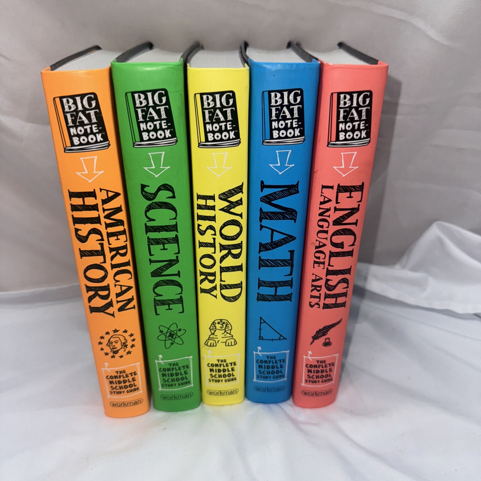 Lot of 5 THE COMPLETE MIDDLE SCHOOL STUDY GUIDE Big Fat Note Book Set