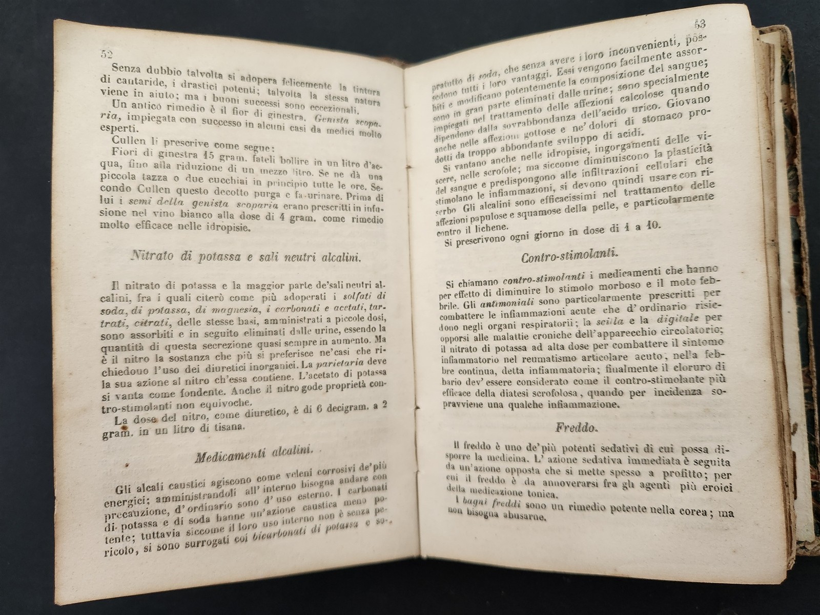 1853 antique MATERIA MEDICA & FORMOLARIO terapeutico italian medical BOOK
