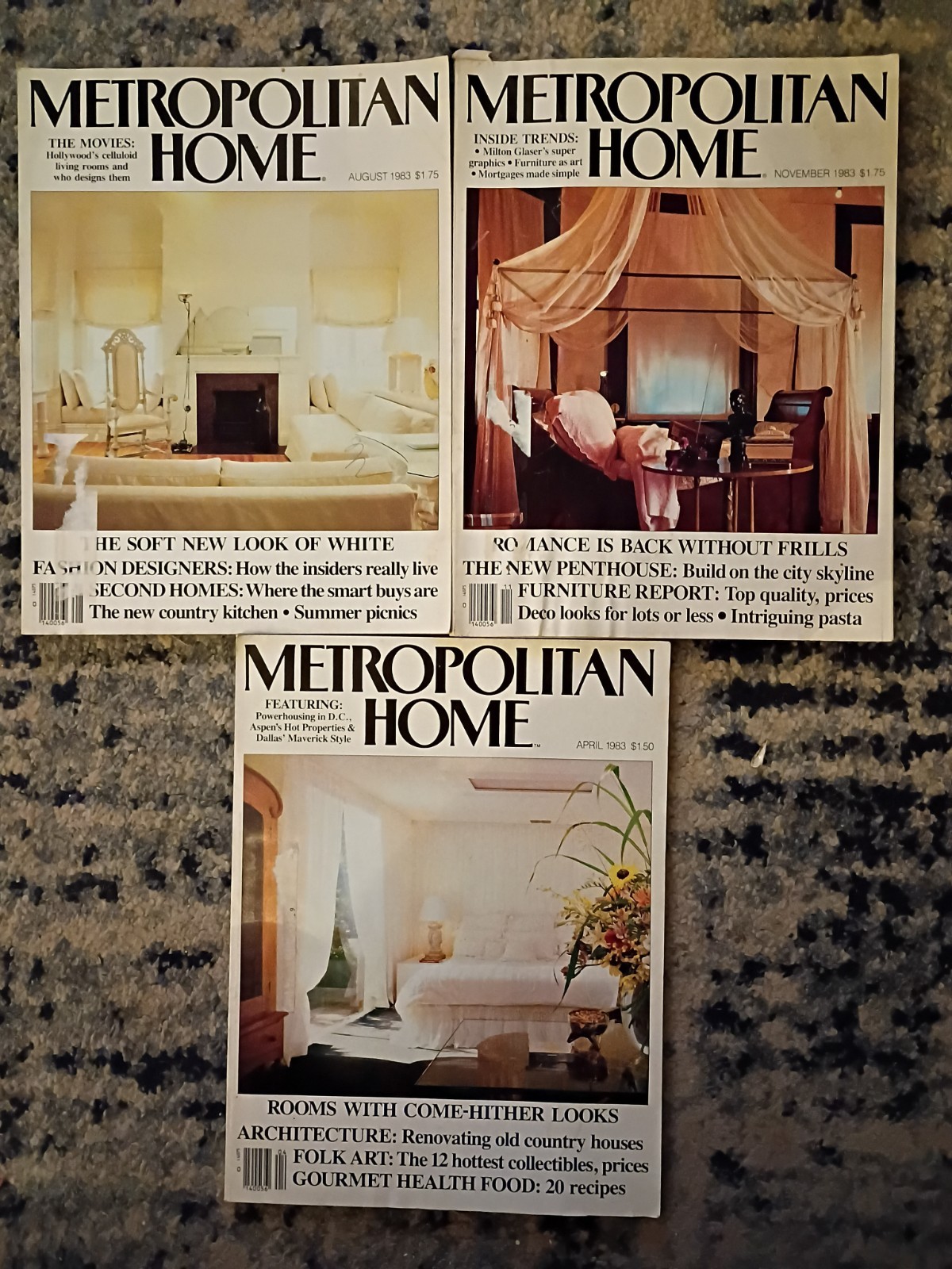 Vintage Metropolitan Home Magazine Lot of 3 Back Issues 1983 Decor Retro