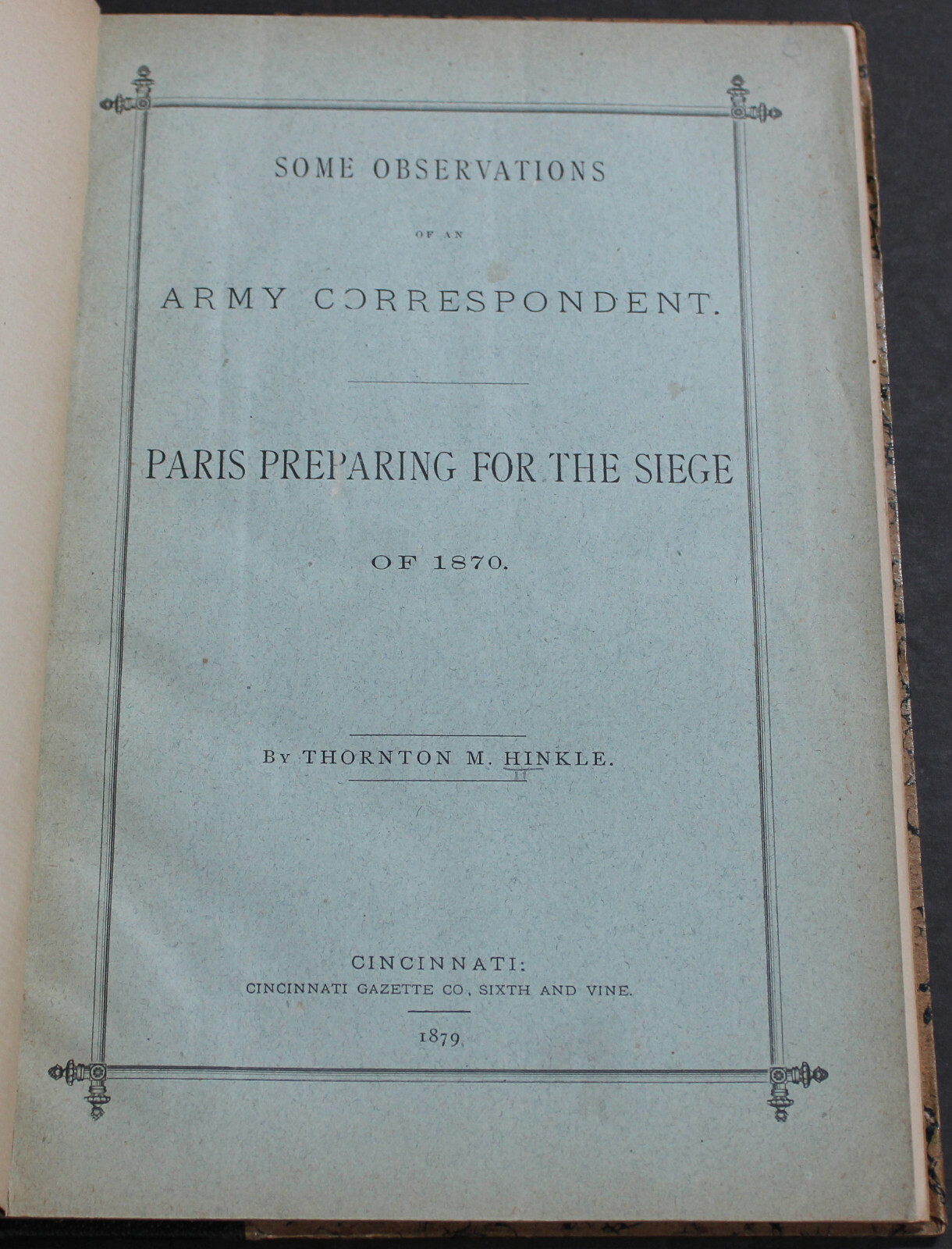 Rare Antique Old Observations Army Correspondent Paris Siege 1879 Military