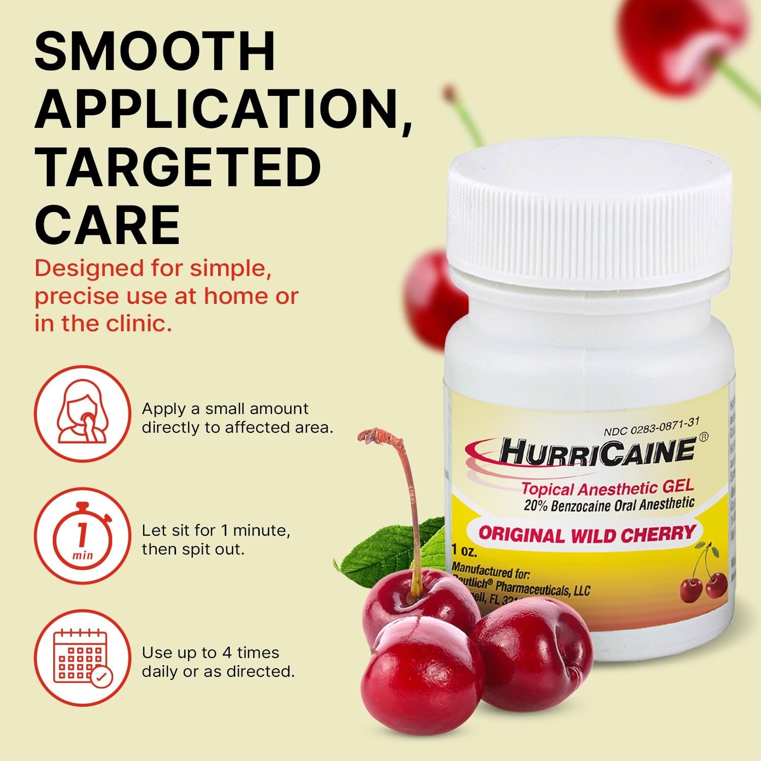 HurriCaine Topical Anesthetic Gel 1oz – Fast-Acting 20% 1 Fl Oz (Pack of 1)