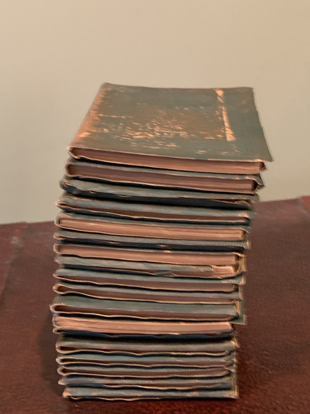 RARE Lot 18 Antique Green Little Leather Library Book 1920 Kipling Wilde Thoreau
