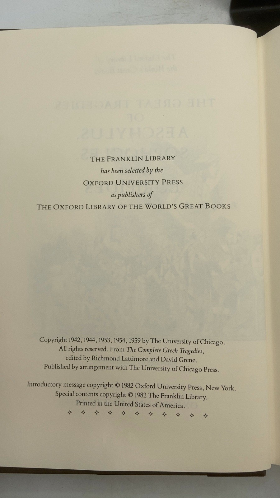 The Great Tragedies of Aeschylus, Sophocles, and Euripides Hardcover 1982